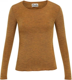 Jalfe - uldbluse plain melange, sennep